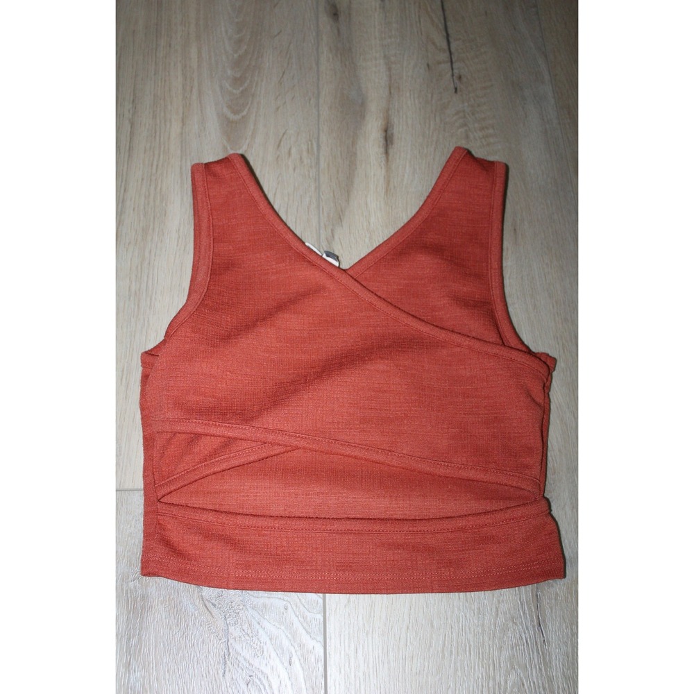 Roxy Rust Orange Ribbed Cropped Tank Top - Picture 4 of 7